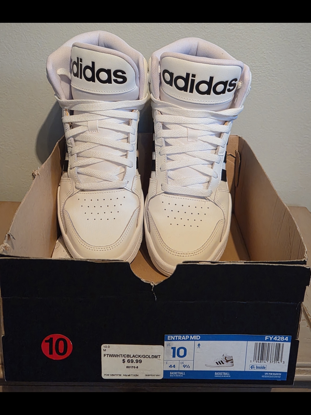 adidas White Mid-Top Basketball Shoes